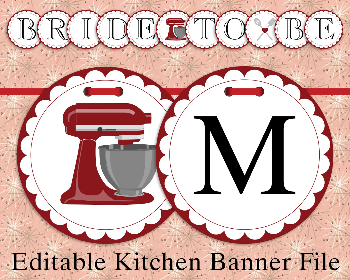Editable Red Kitchen Banner Printable