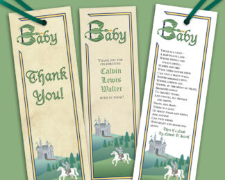 Custom Knight and Dragon Fairytale Bookmark Favors Printable