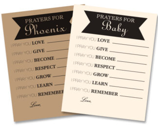 Custom Rustic Baby Shower Prayer Cards Printable