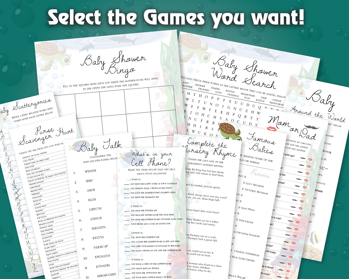 Individual Under the Sea Baby Shower Games