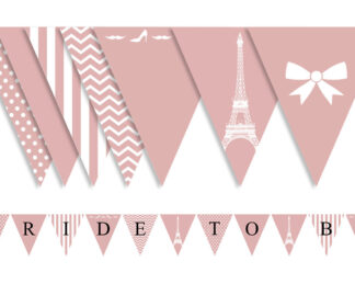 Editable Pink French Paris Bunting Banner Instant Download