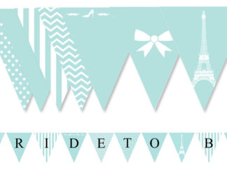 Editable Aqua Blue French Paris Bunting Banner Instant Download