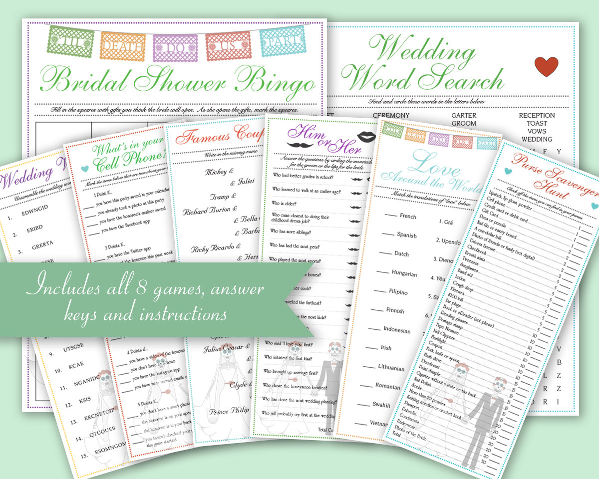 8 Dia De Los Muertos Downloadable Bridal Shower Games