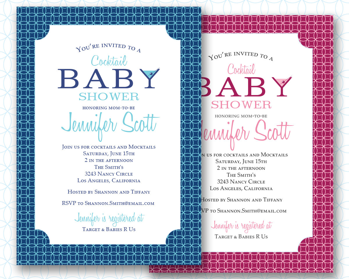 Custom Happy Hour Cocktail Party Baby Shower Invitation Downloadable File