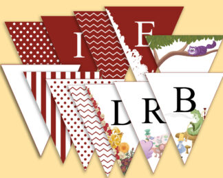 Editable Alice in Wonderland Bunting Banner