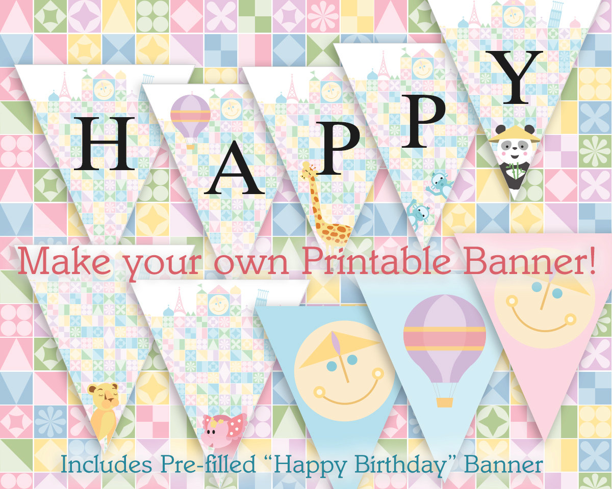 Editable It's a Small World Pennant Banner Printable