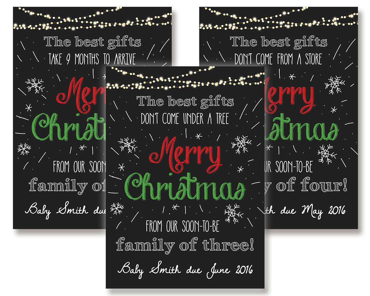 Chalkboard Christmas Baby Announcement Card Custom Digital Download