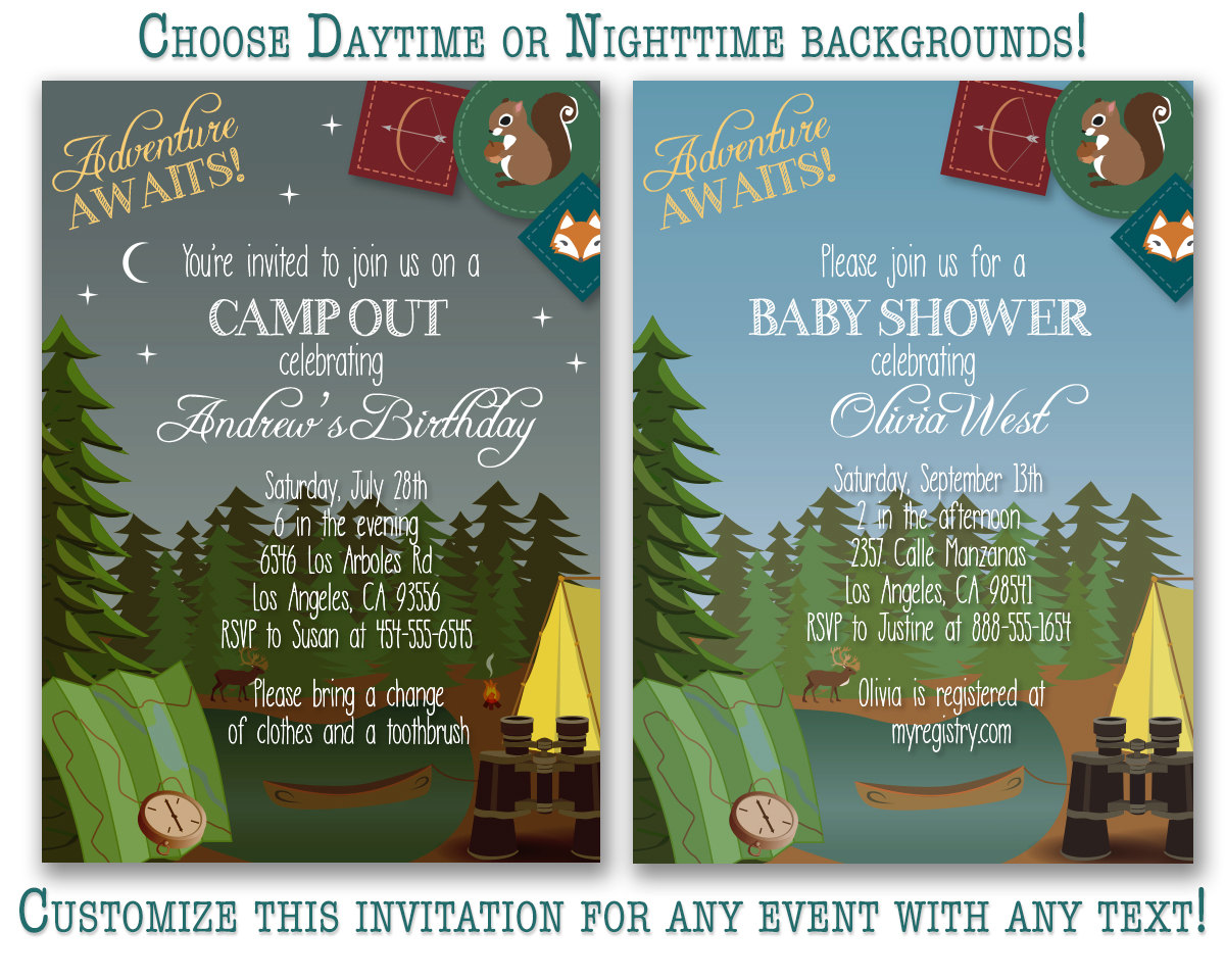 Custom Camping Invitation Printable