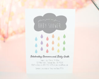Custom Cloud & Raindrops Baby Shower Invitation
