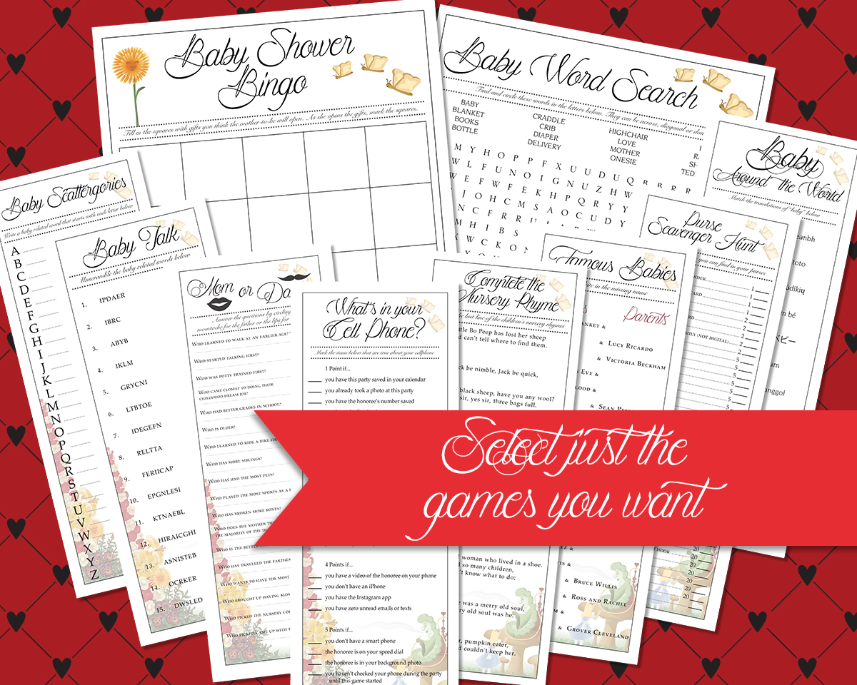 Individual Alice in Wonderland Baby Shower Games