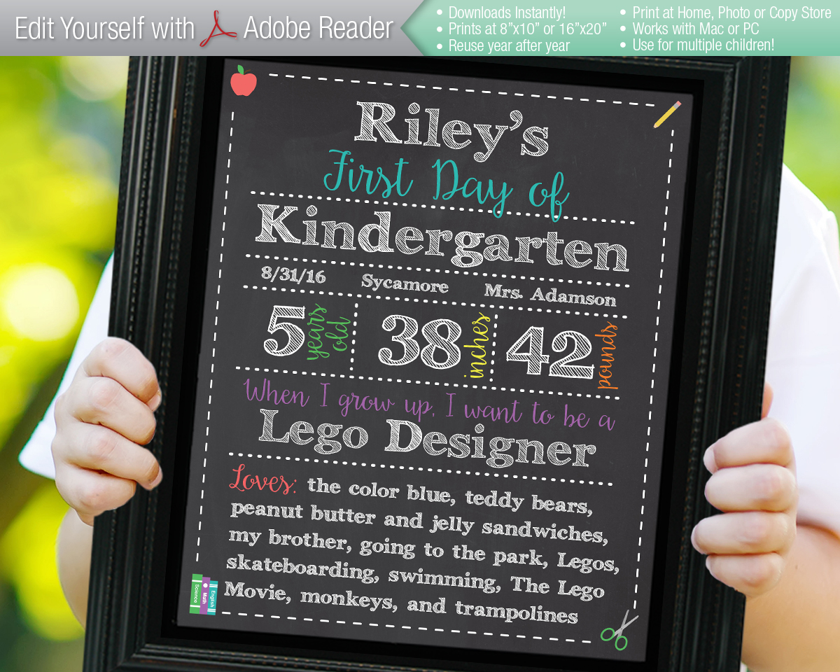 CLASSIC Editable First & Last Day of School Chalkboard Signs Instant Download File