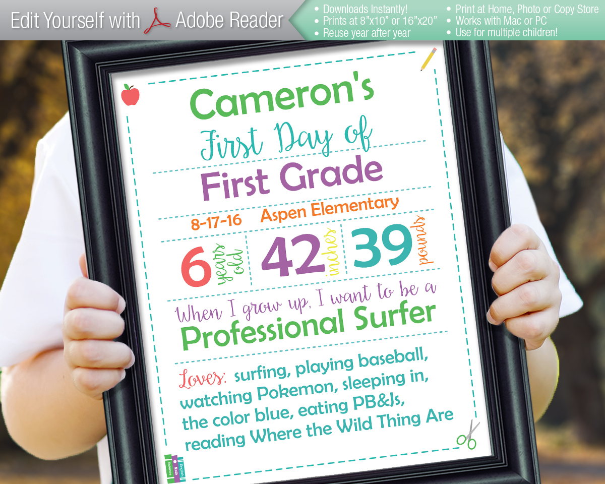 CLASSIC Editable First & Last Day of School Signs with White Background Instant Download File