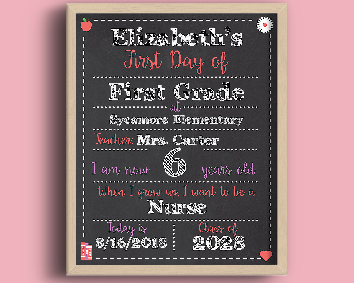 SMART PINK Editable First and Last Day of School Chalkboard Signs Instant Download File