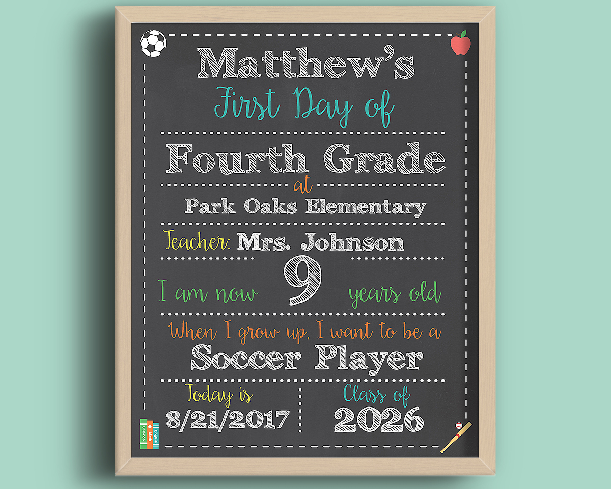 SMART SPORTY Editable First and Last Day of School Chalkboard Signs Instant Download File