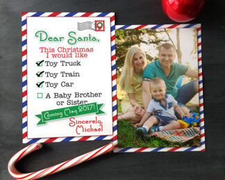 Santa's List Baby Announcement Christmas Card