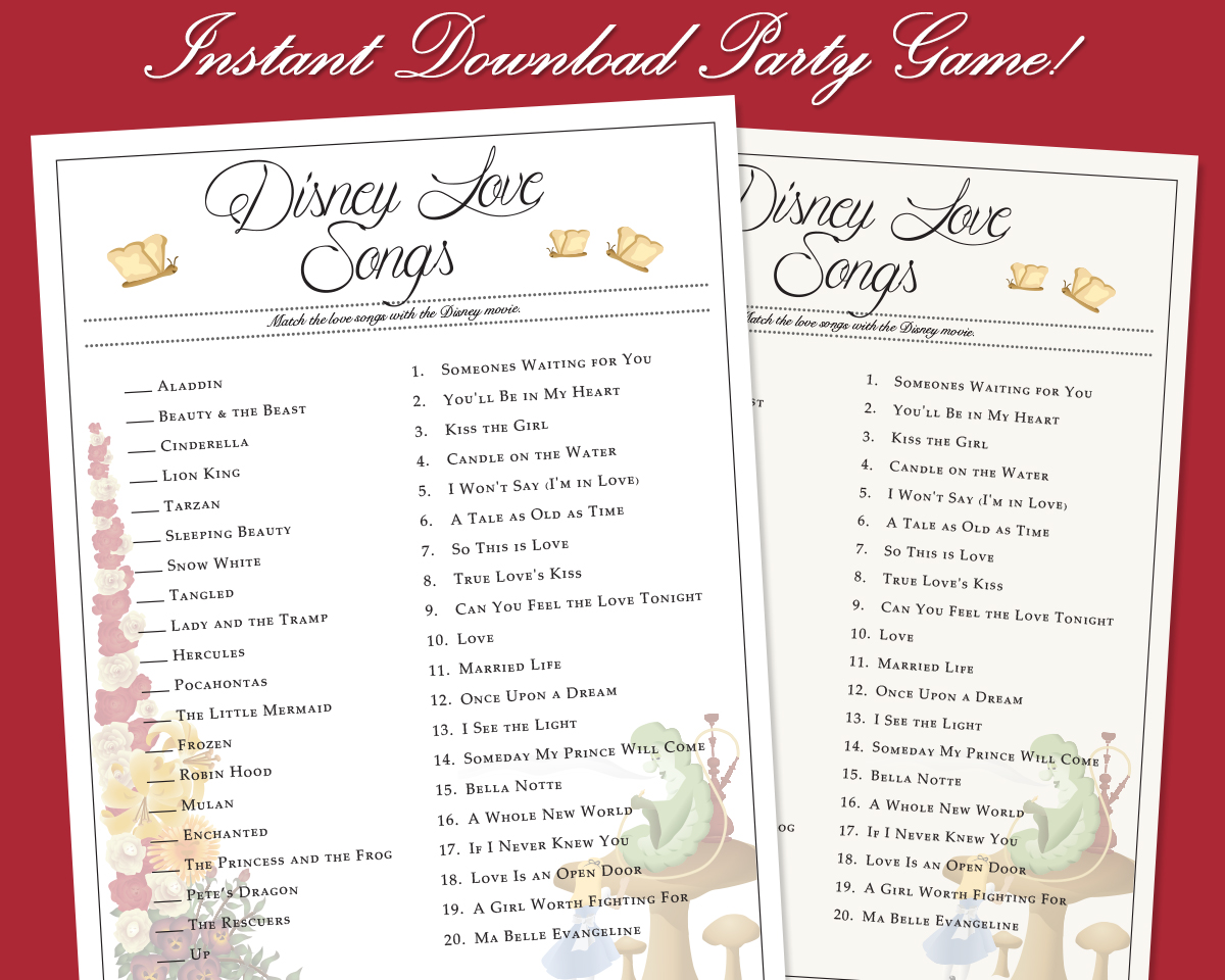 Alice in Wonderland Disney Love Songs Game