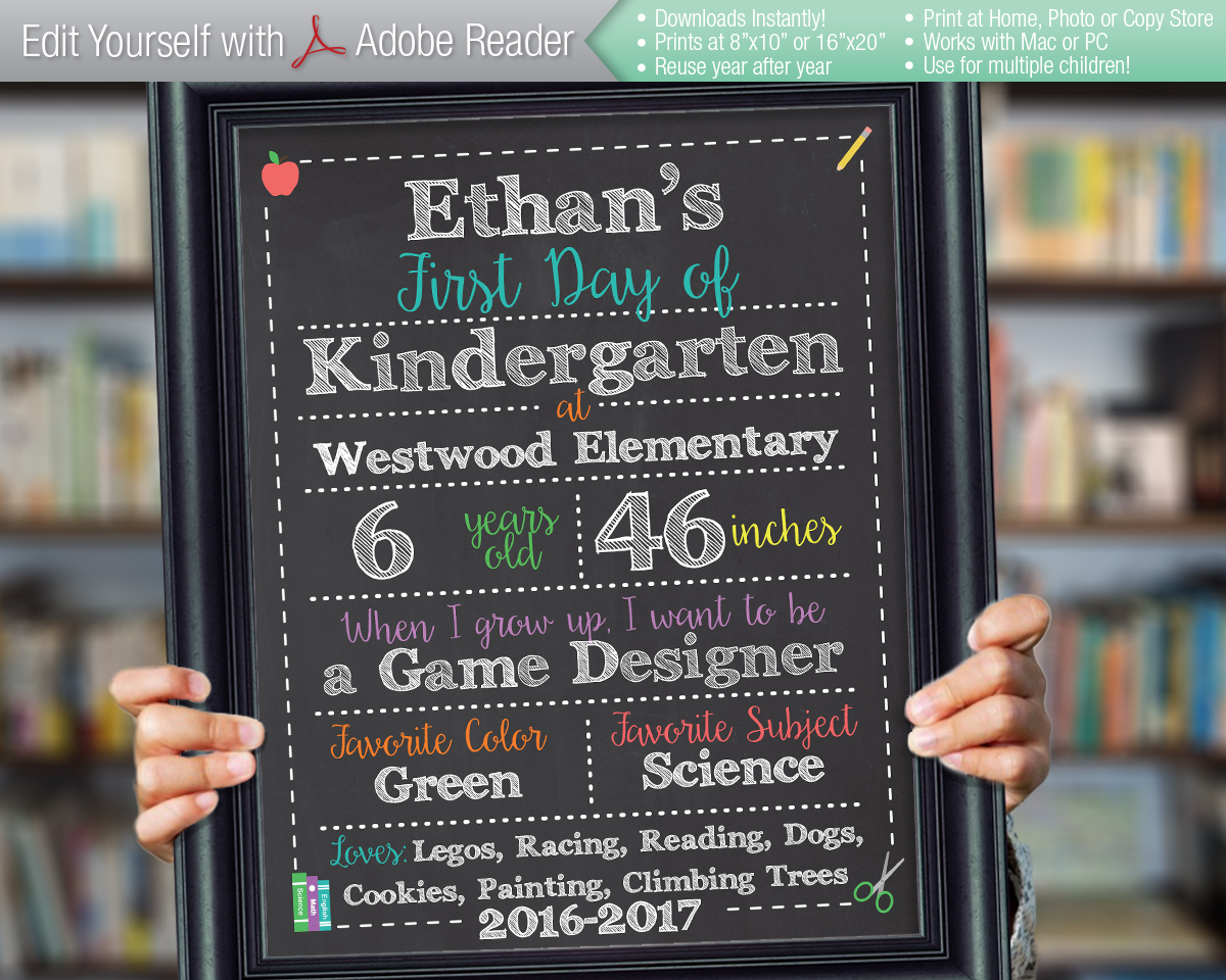 YEARS Editable First & Last Day of School Chalkboard Signs Instant Download Files