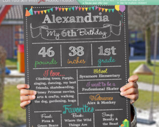 BIRTHDAY Editable Chalkboard Signs Instant Download Files - School Age