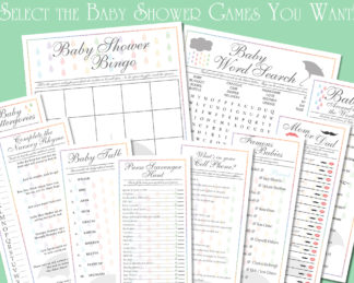 Individual Raindrop & Umbrella Baby Shower Games