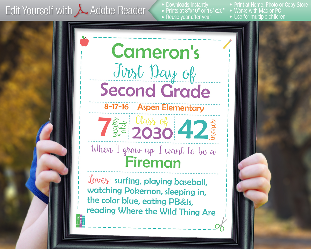 CLASSIC GRAD Editable First & Last Day of School Signs with White Background Instant Download File